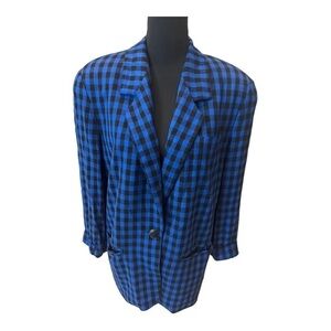 Vintage Breckenridge Blue Checkered Blazer Size 8